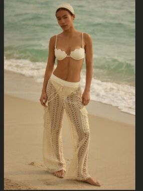 Anthropologie l*space Natural Crochet Sundown Cargo Pant